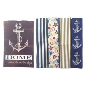 Home is Where the Anchor Drops Beach Wreath Sign & Ribbon Wreath Making Kit Set